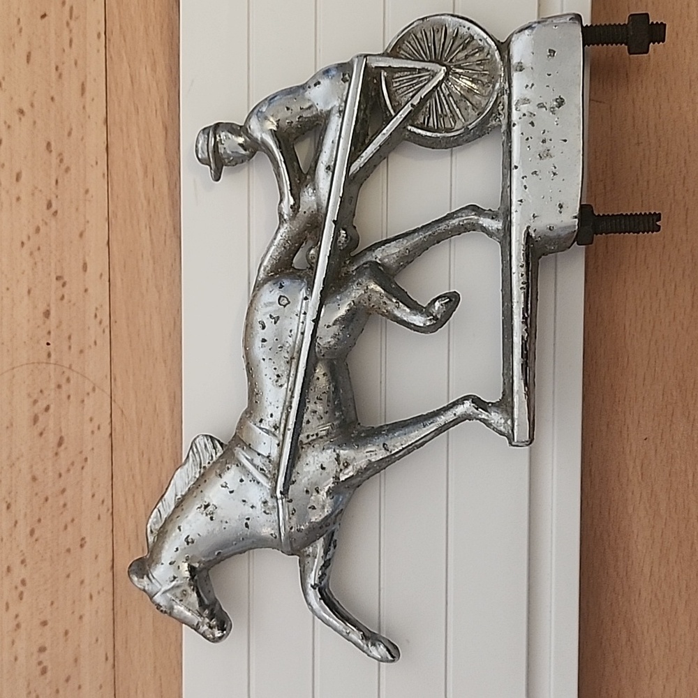 1950s Vintage Trotter and Sulky Hood Ornament